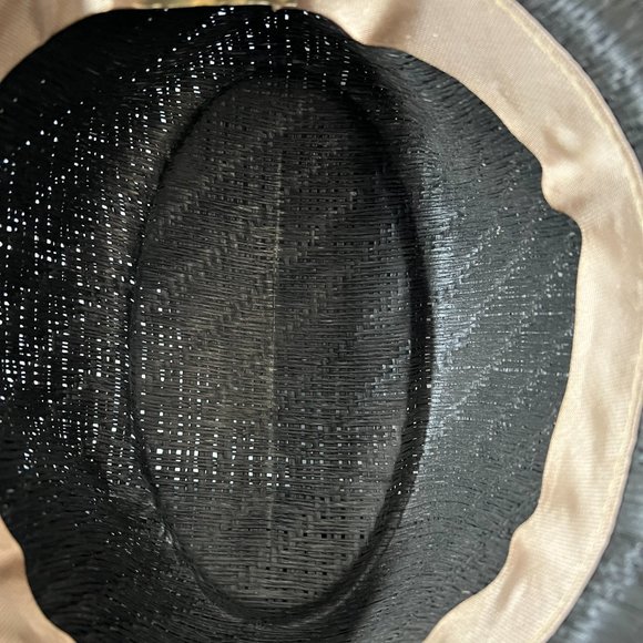 VENTO USA Classic Porkpie Black Straw Hat  |  Vintage 1950's | Sz L - Picture 9 of 9